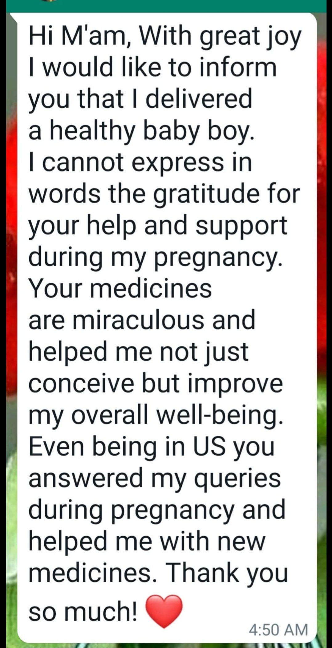 Happy Patinets message